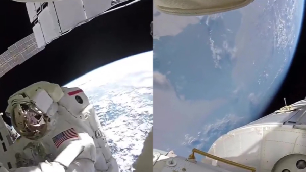 Astronaut maakt supervette beelden van de aarde tijdens een ruimtewandeling