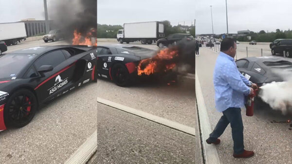 Lamborghini Aventador loopt aardig wat schade op als hij in de fik vliegt