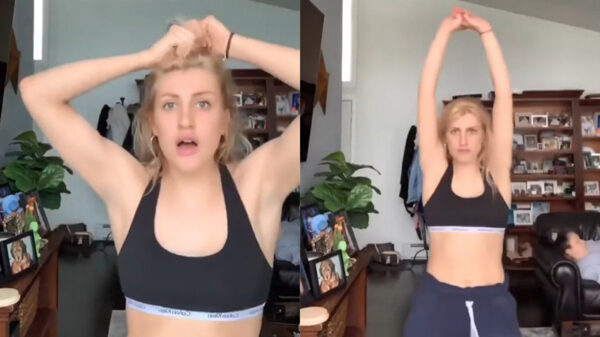 Blondine zorgt voor achtergrondorkest tijdens het coveren van Shakira