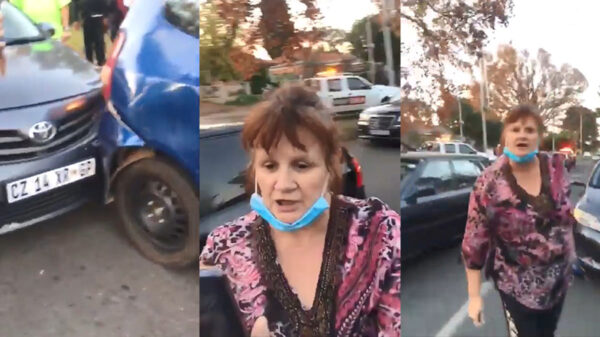 Grofgebekte Karen gaat even lekker los na auto-ongeluk in Zuid-Afrika