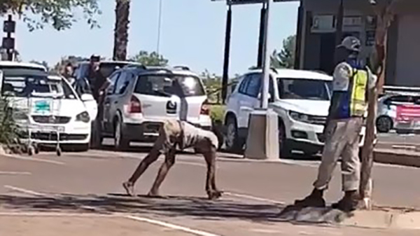 Paardenmeisje gaat niet helemaal lekker op de parkeerplaats