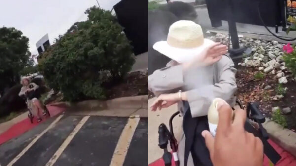 Racistische rolstoeldame krijgt een gratis desinfectiebehandeling