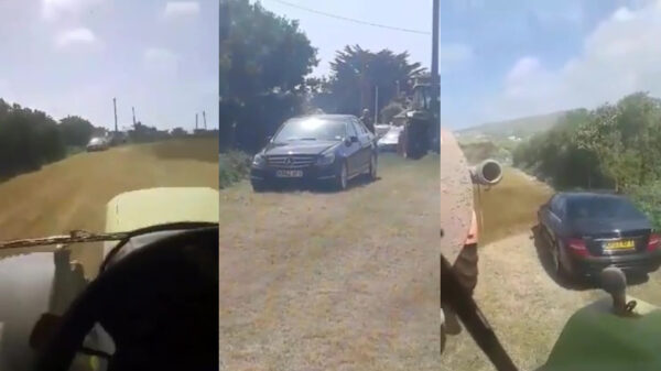 Foutparkeren op het erf van een gierende boer is een heul dom idee