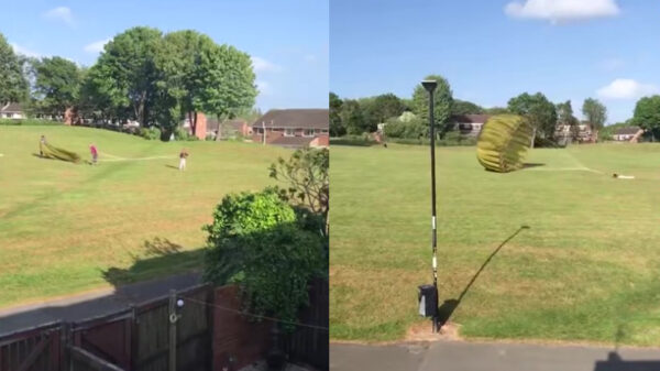 Tuurlijk, doe jij op een winderige dag even lekker een parachute om