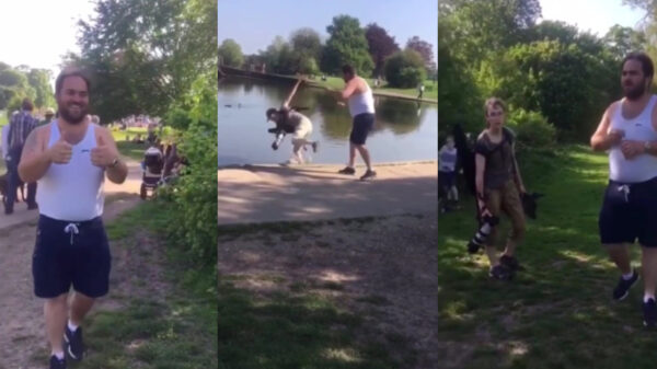 Eikel van de week gooit fotograaf met apparatuur en al de plomp in