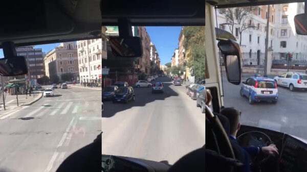 Iers rugbyteam krijgt een politie-escorte dwars door rome