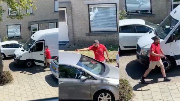 Pakketbezorger DPD gaat full retard op vrouw als zijn busje wordt geblokkeerd