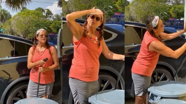 Vrouw gebruikt iemands Tesla-oplader en wordt boos als ze gefilmd wordt