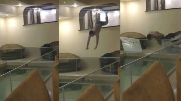 "Wedden dat ik in één keer het zwembad in kan springen!"