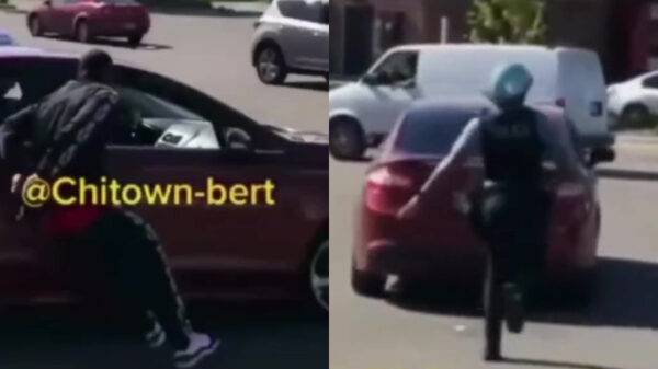 Geboeide demonstrant ontsnapt met keurige dolfijnenduik aan de politie