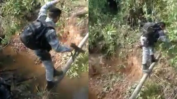 Soldaat blijkt niet over heel veel evenwicht te beschikken