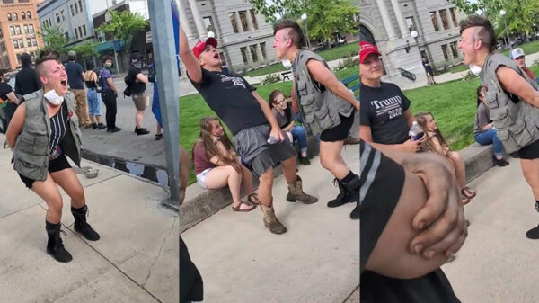 Gekkie met hanenkam gaat 'discussie' aan met Trump-supporters