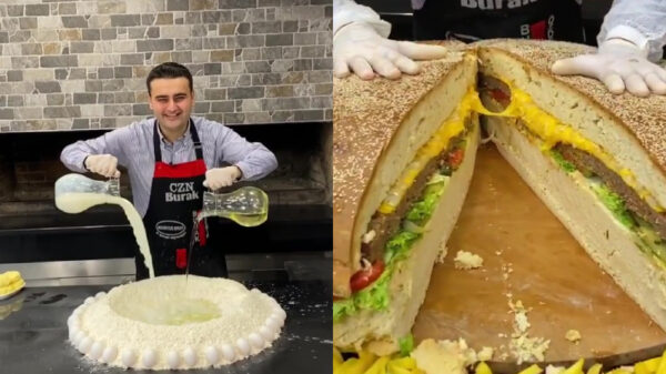 Blij ei maakt even een lekker hamburgertje om op te snacken