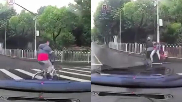 Fietser krijgt een onvrijwillige lift aangeboden