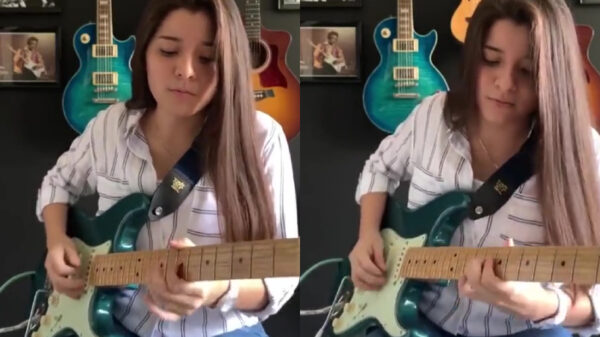 Knappe dame weet er een heerlijke blues-solo uit te gooien