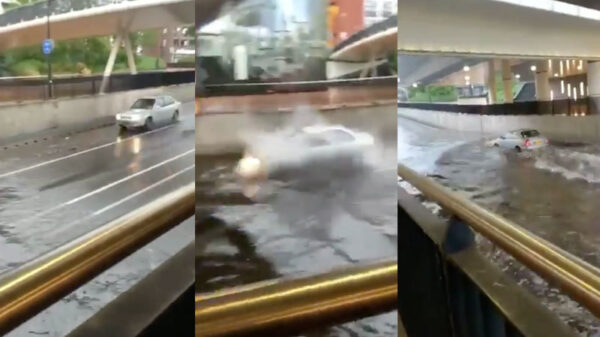 Ondertussen in Helmond: heldhaftige automobilist vs ondergelopen tunnel