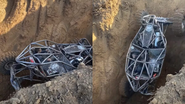 Buggy lijkt maling aan zwaartekracht te hebben en beklimt een extreem steile wand