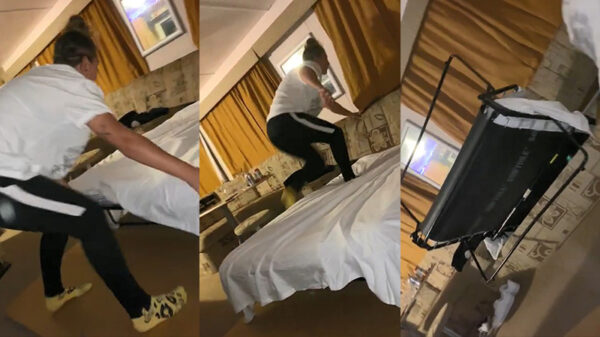 Ans Klok doet een verdwijntruc tijdens het opmaken van haar vouwbed