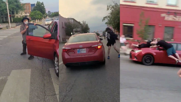 BLM-activiste geschept door automobilist en rijdt meters mee op motorkap