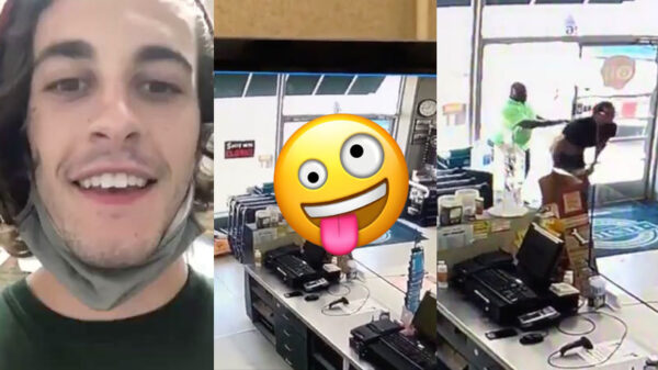 Attente klant helpt winkelmedewerker met lastige bezoeker