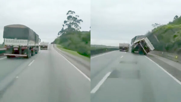 Vrachtwagenchauffeur demonstreert nog even zijn totale gebrek aan skills