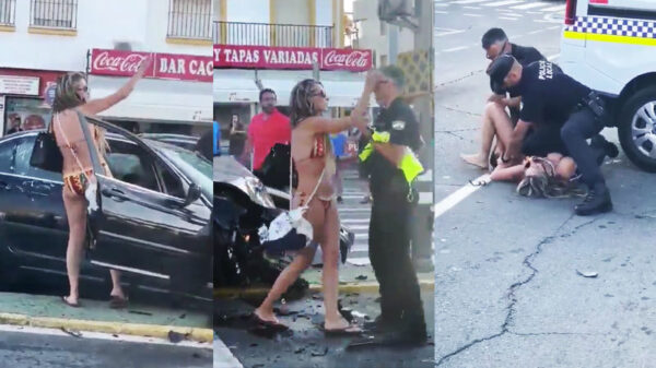 Spaanse jongedame crasht haar auto en maakt er een leuk feestje van