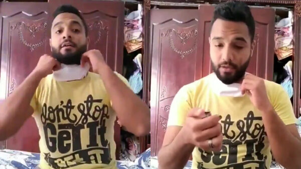 Protip: probeer nooit je mondkapje in de fik te zetten