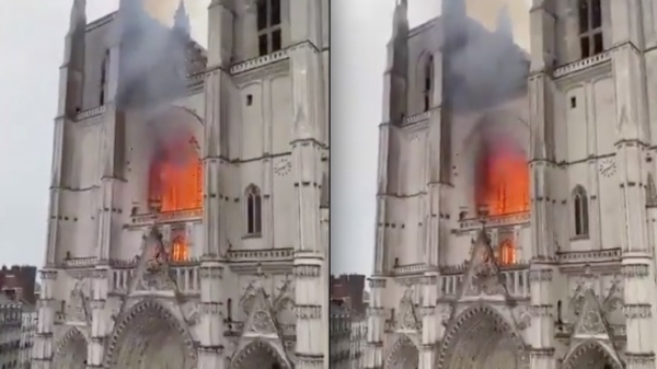 Grote brand in historische kathedraal van Nantes