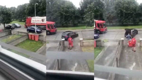 Vuilnismannen in Dublin aangevallen door een ongeduldige maniak