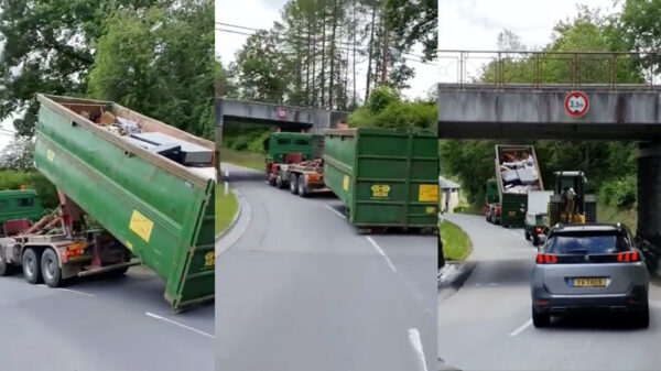 Dankzij deze techniek kan deze vrachtwagen toch onder lage brug door