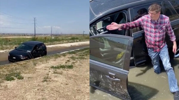 Vent rijdt zijn auto het water in en wijdt het aan zijn navigatie