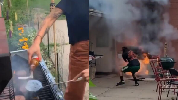 Je vlees zegenen op een brandende BBQ is echt een heel stom idee