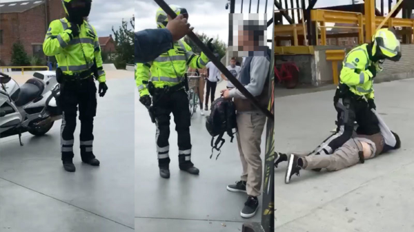 Belgische motoragent treedt hard op tegen jongen die geen masker wil dragen