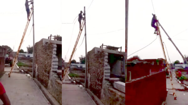 Niet elke elektriciteitspaal in India is even stevig