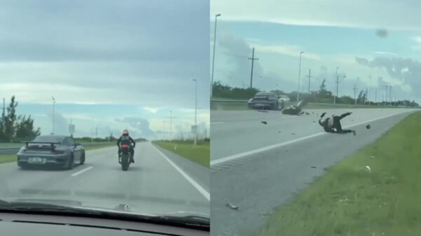 Motorrijder schrijft complete motor af na straatrace met Porsche