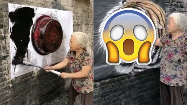 Iedereen kan schilderen; ook deze graffiti-oma en haar teiltje