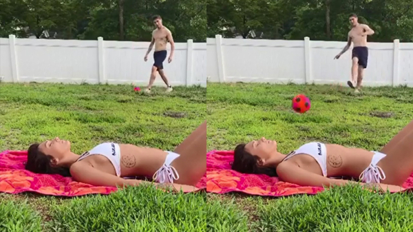 Ronaldo heeft een handige manier om zijn zonnende vriendin te wekken