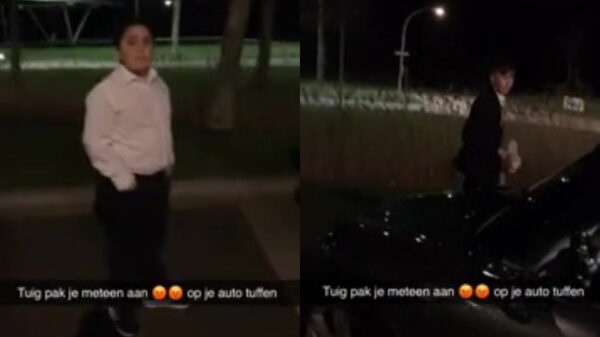 Eikeltjes spugen vanaf brug op auto, slachtoffer neemt heerlijk wraak