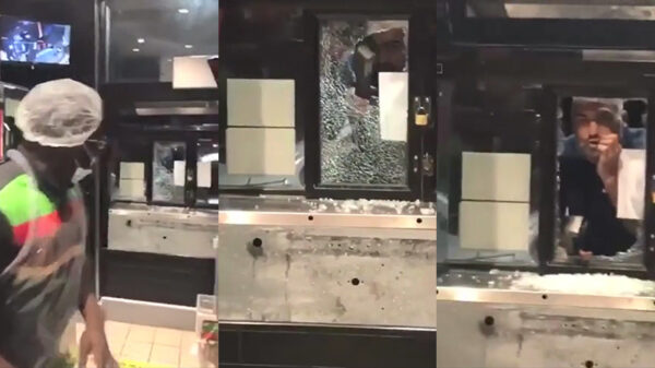 Fransoos sloopt doorgeefluik als hij geen ijsje krijgt bij de Burger King