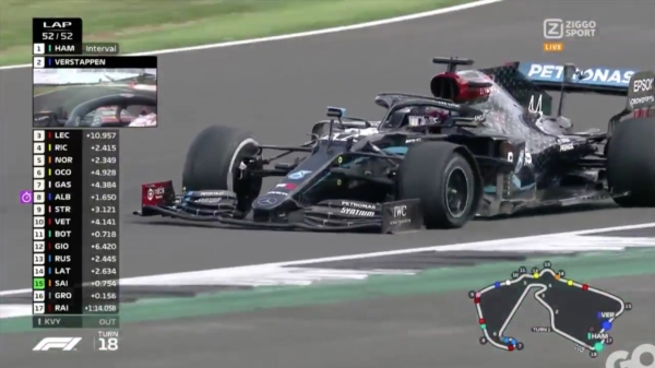Hamilton wint de Britse GP op 3 wielen, Verstappen pakt P2