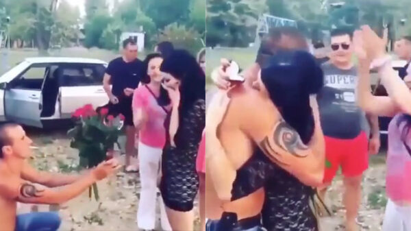 Romantische Oostblokrapper doet vriendin aanzoek in de speeltuin