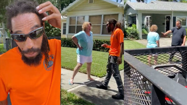 Karen heeft een vastloper als ze een aantal plantsoenmedewerkers tegenkomt