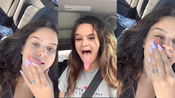 Becky heeft een hamlap in haar mond waar je bang van wordt