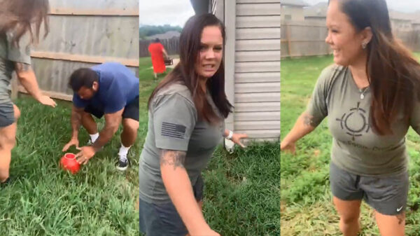 Vrouwlief wordt op een verrassing getrakteerd als ze een 'kikker' probeert te vangen