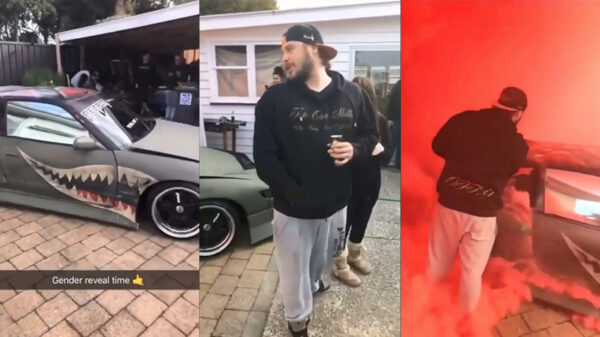 Zogenaamd gender reveal-feestje voor autofanaten loopt ietwat uit de hand