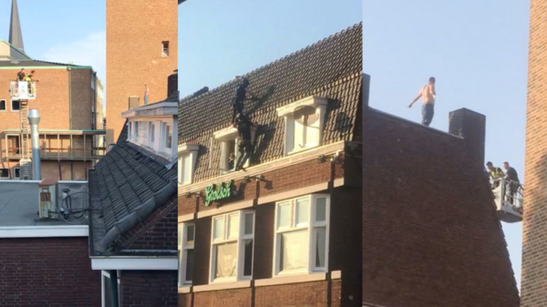 Verwarde Duits sprekende man springt van dak eetcafé in Hengelose binnenstad