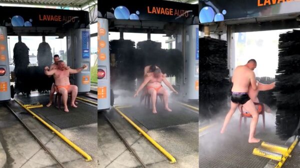 Dappere Engelse dodo's pakken een wasstraat om af te koelen