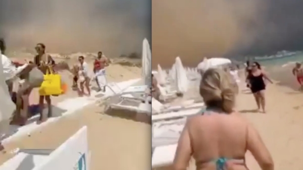 Relaxende strandgangers in Italië verrast door tornado
