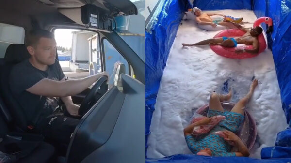 Ideetje voor de volgende hittegolf: een zwembad in een vrachtwagen