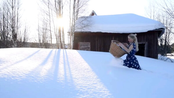 Lekker de was ophangen bij de eerste stralen van het Zweedse lentezonnetje